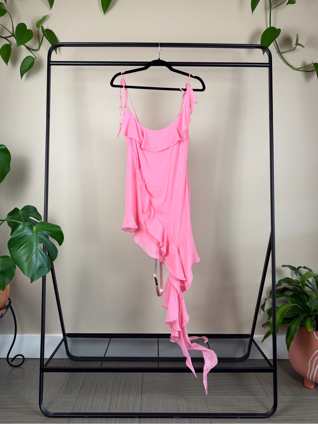 House Of Cb Bubblegum Pink Draped Slip Dress